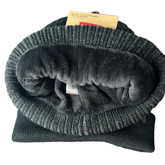 NWT Levi’s 2 pack Beanie Lined for Warmth & Beanie Unlined - Picture 3 of 6
